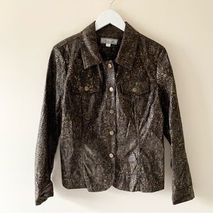 Birch Hill Vintage Crocodile Pleather Button Up Jacket Size Medium